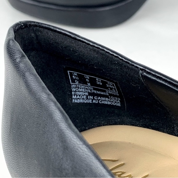 Clarks Signature Zoya85 Court shoes chunky heeled pumps in black leather size 8 - Picture 6 of 8